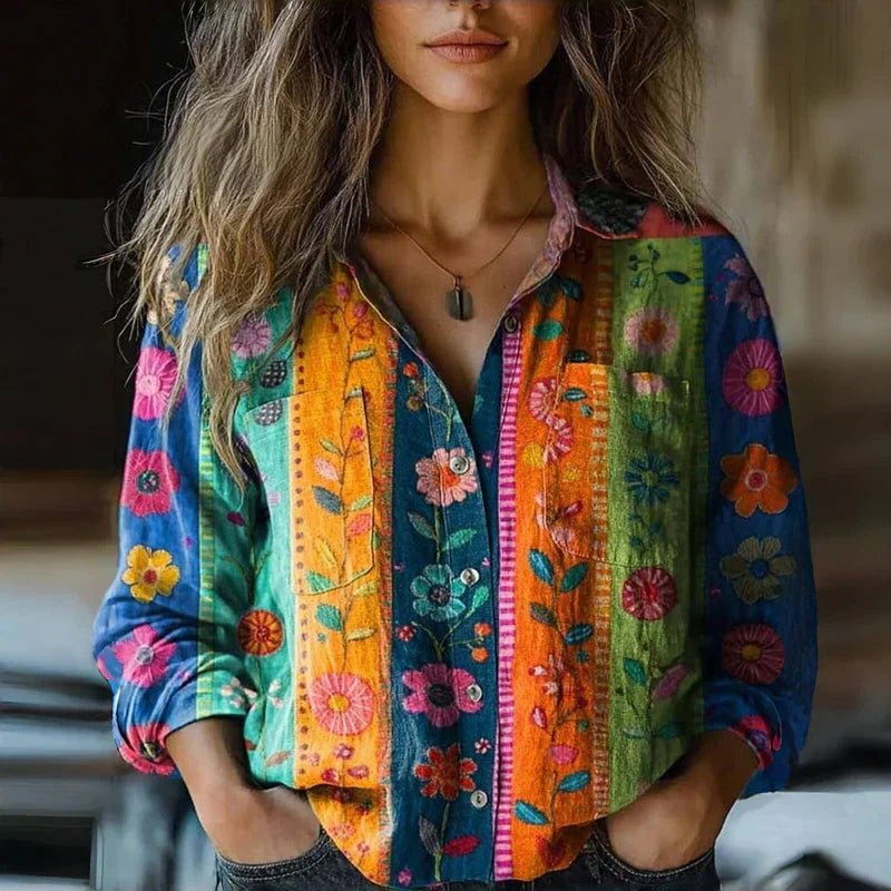 Sophie | Chemisier Vintage Boho-Paisley à Manches Longues pour Femmes avec Boutonnage