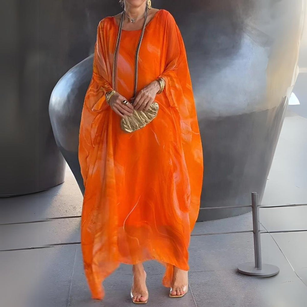 Sophie | Robe Maxi à Manches Longues pour Femmes, Robe de Soirée Fluide à Encolure Ronde