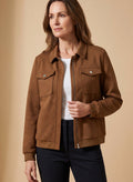 Johanna | Veste matelassée à manches longues pour femmes avec fermeture éclair, poches poitrine et col chemise