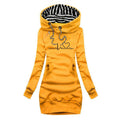 Elfriede | Robe Sweat à Manches Longues pour Femme avec Imprimé de Battement de Cœur et Capuche