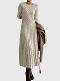 Greta | Robe Maxi Tricot à Manches Longues et Motif en Relief pour Femmes