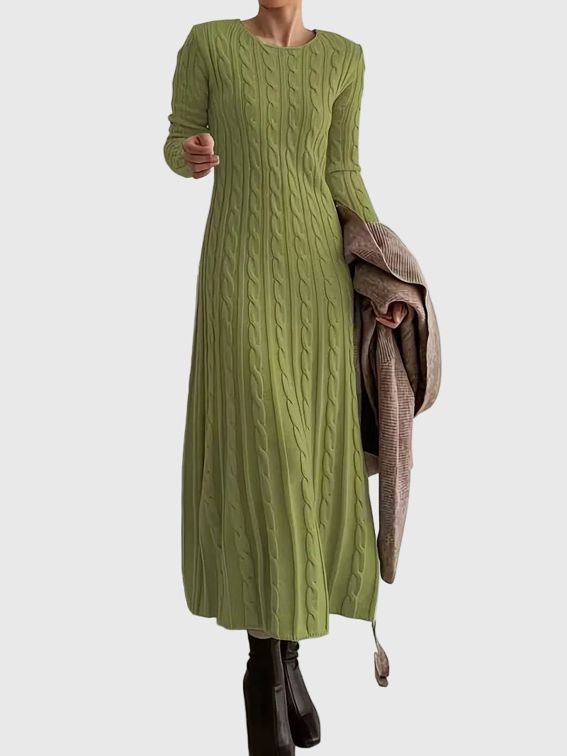 Greta | Robe Maxi Tricot à Manches Longues et Motif en Relief pour Femmes