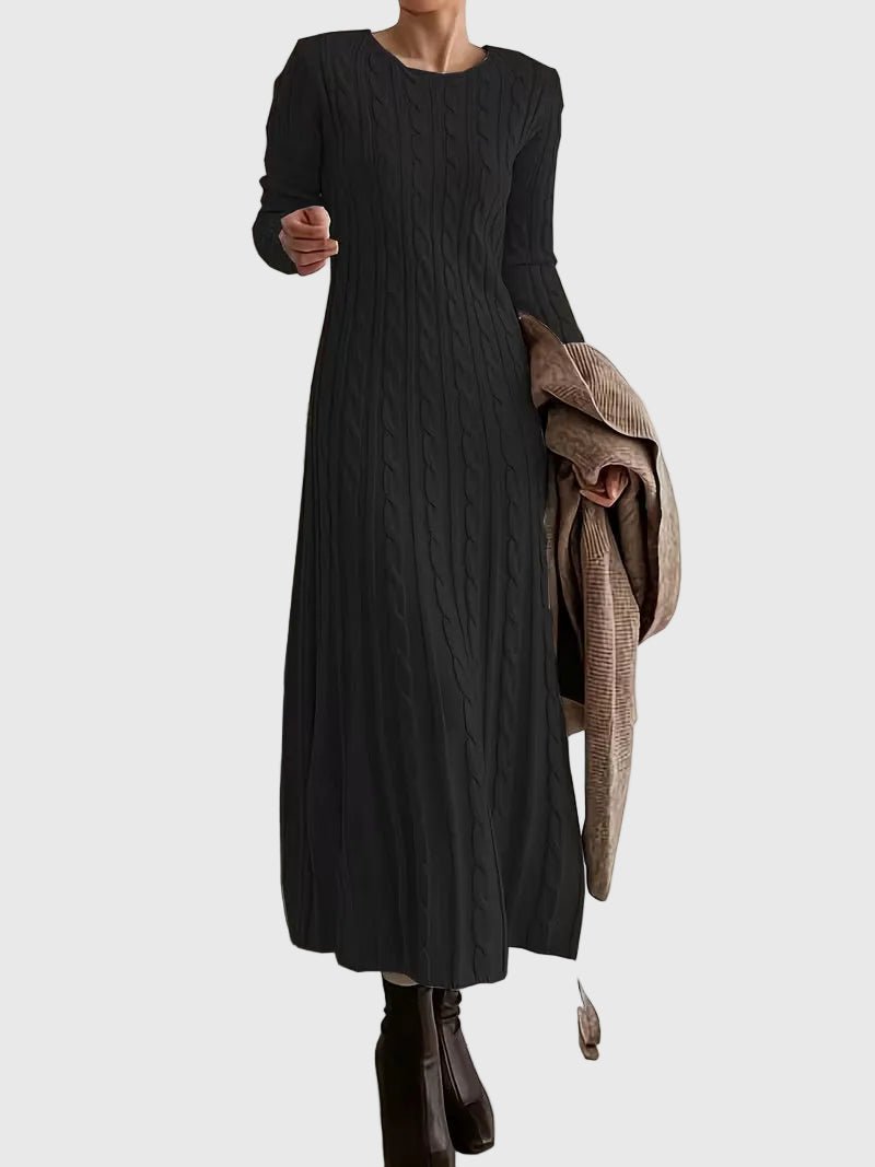 Greta | Robe Maxi Tricot à Manches Longues et Motif en Relief pour Femmes