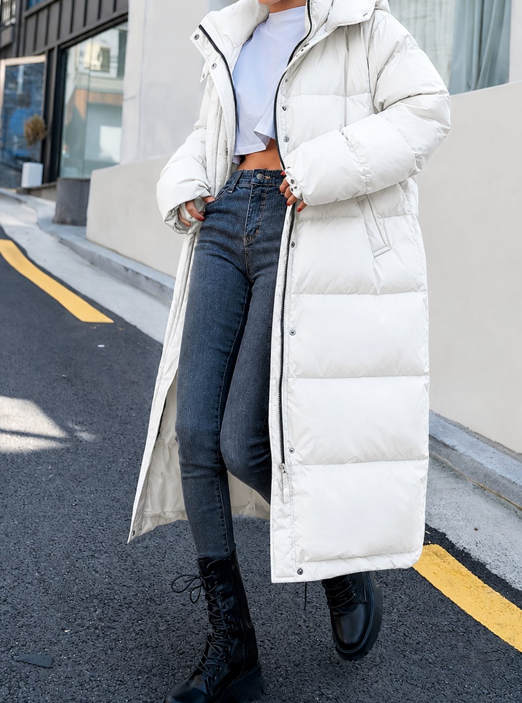 Mia | Veste d'hiver longue matelassée pour femmes avec capuche