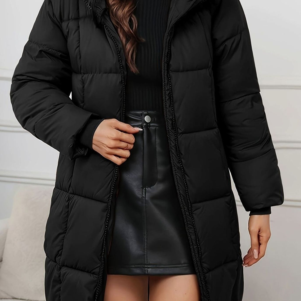Sophie | Veste longue matelassée pour femmes avec capuche, manteau d'hiver, doudoune