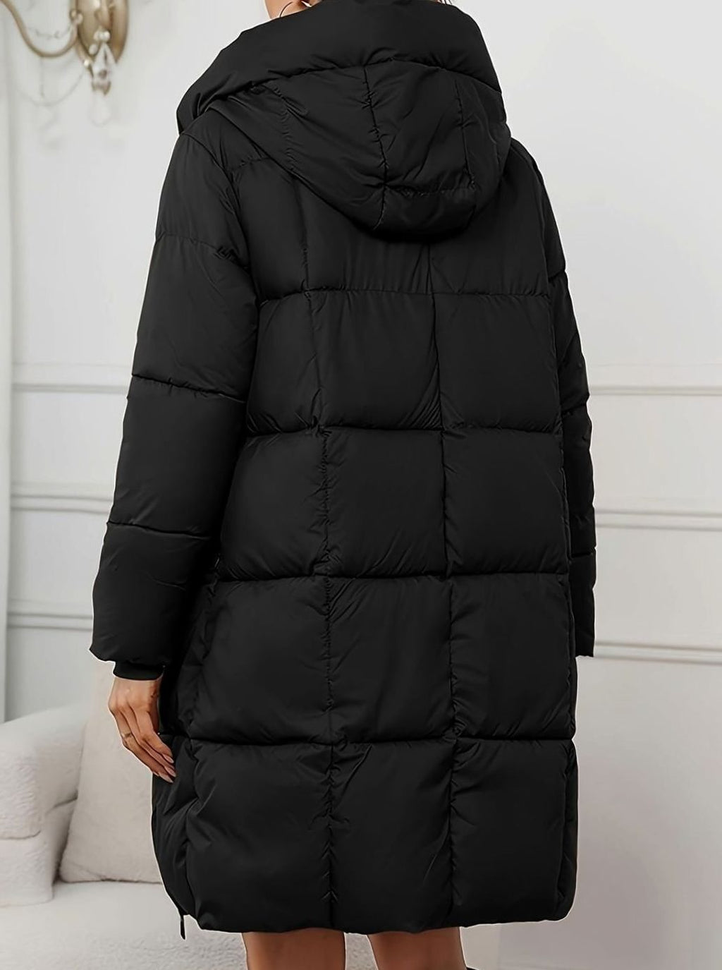 Sophie | Veste longue matelassée pour femmes avec capuche, manteau d'hiver, doudoune
