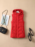 Lena | Veste longue matelassée pour femmes avec capuche, gilet ajustable