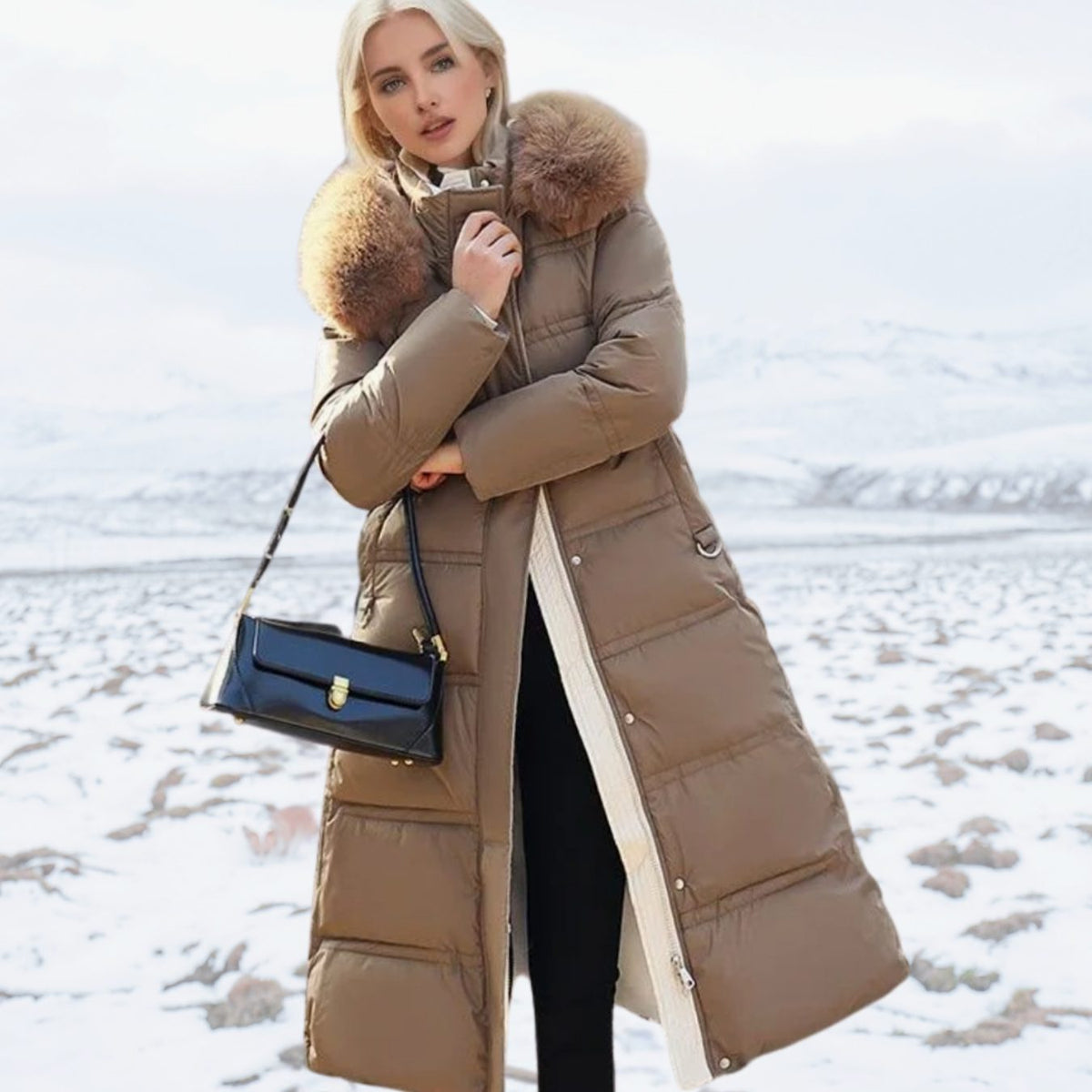 Marlene | Parka d'Hiver Long pour Femmes Designer avec Capuche en Fourrure Coupe-vent