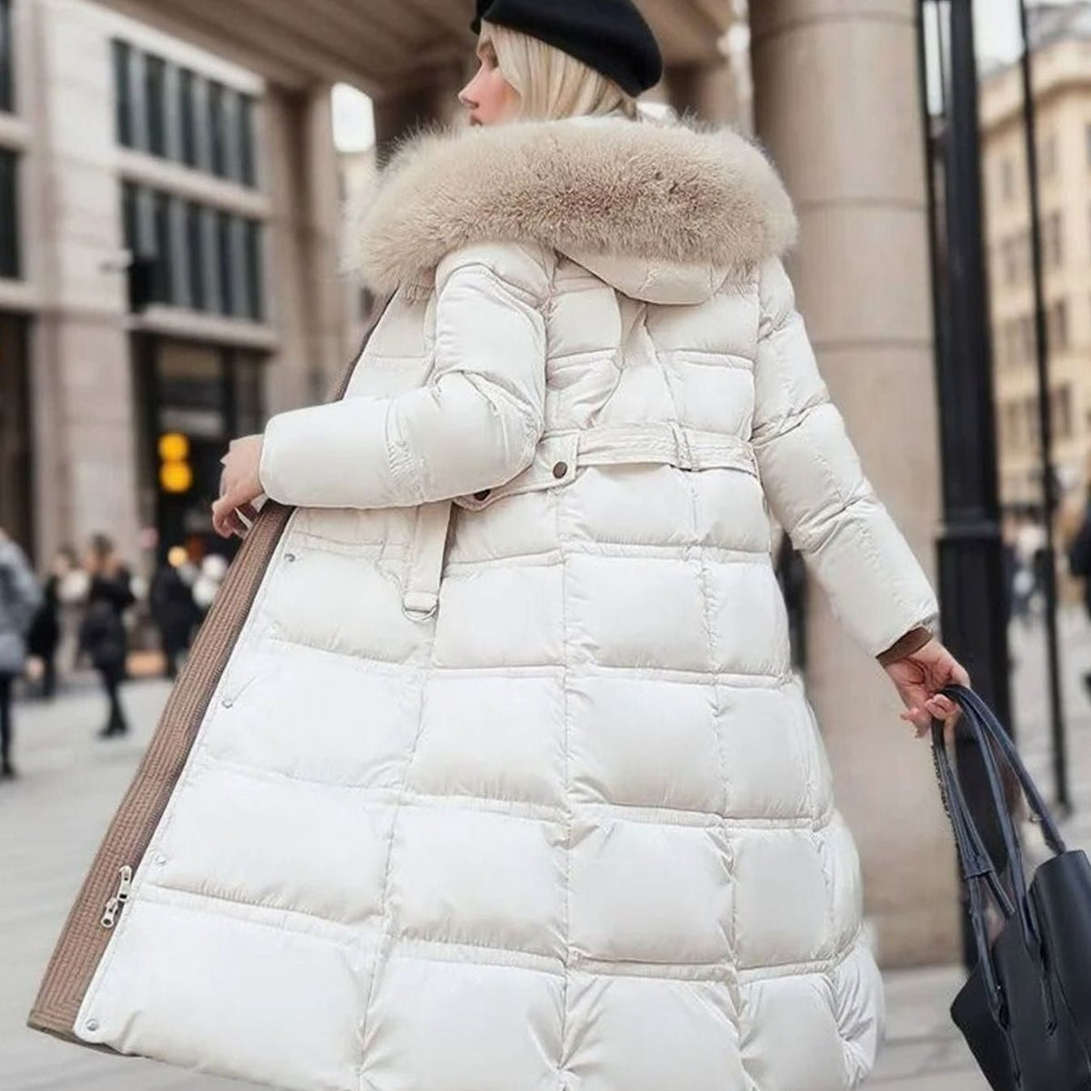Marlene | Parka d'Hiver Long pour Femmes Designer avec Capuche en Fourrure Coupe-vent