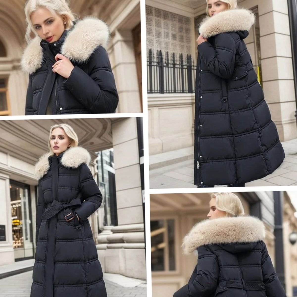 Marlene | Parka d'Hiver Long pour Femmes Designer avec Capuche en Fourrure Coupe-vent
