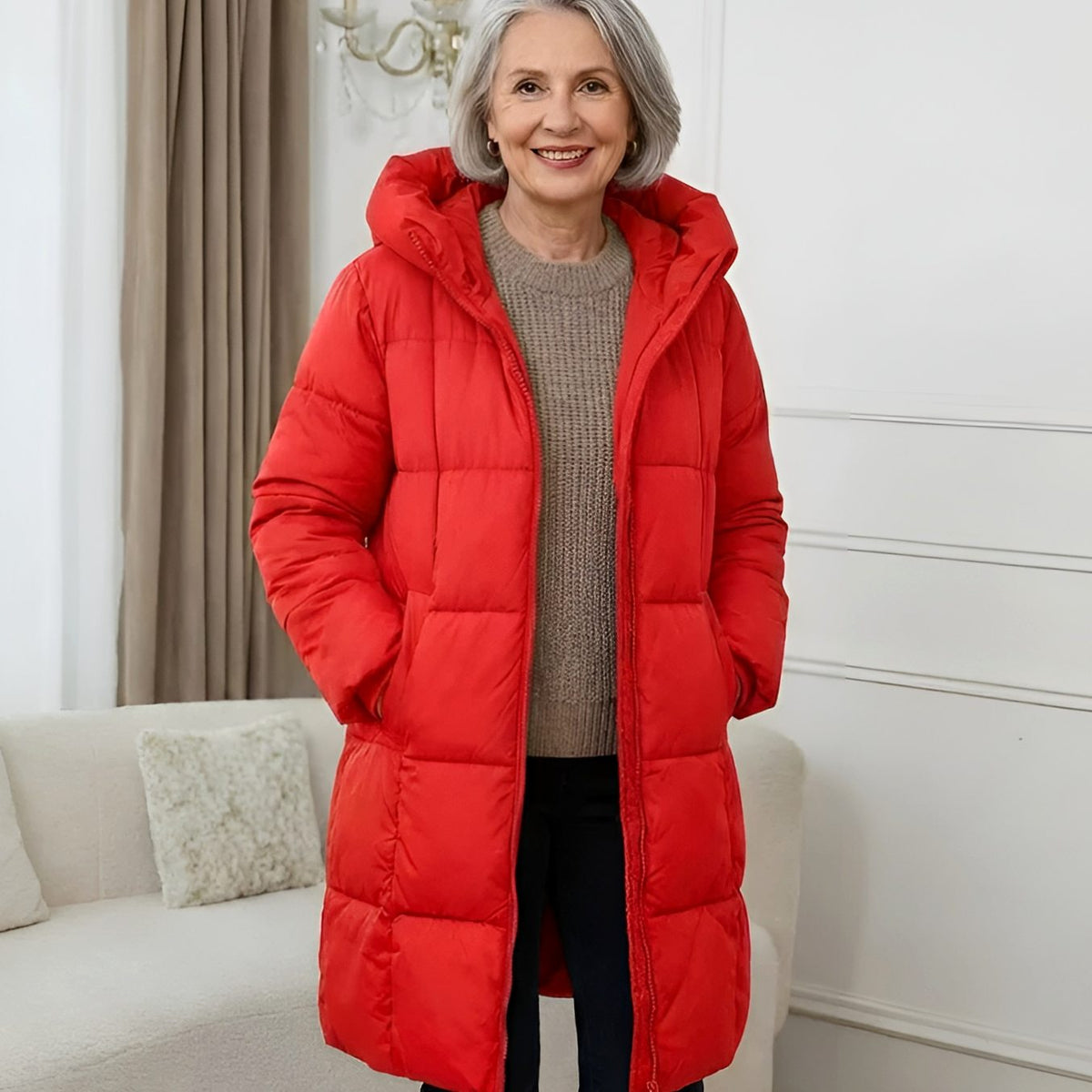 Elisabeth | Manteau d'hiver long matelassé pour femmes avec capuche