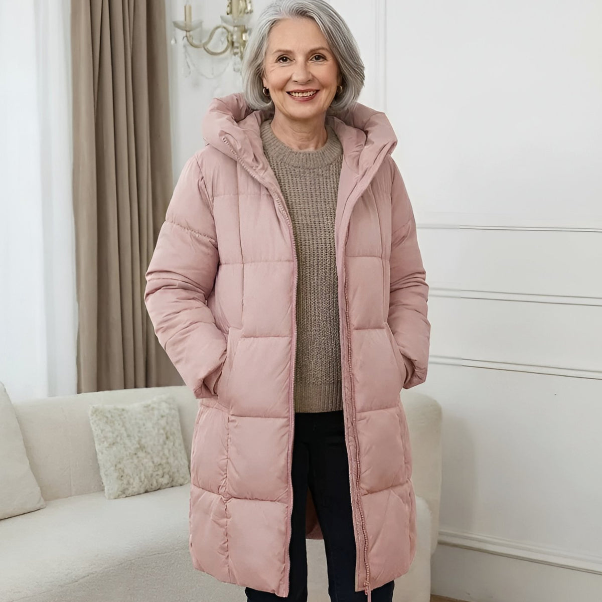 Elisabeth | Manteau d'hiver long matelassé pour femmes avec capuche