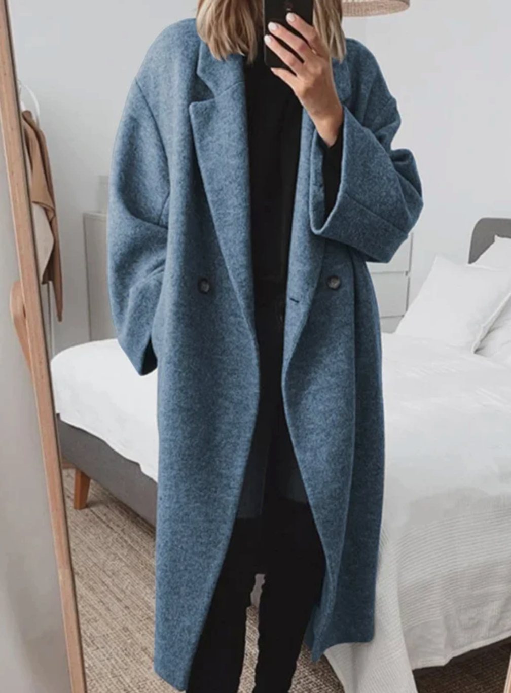 Emilia | Manteau long oversized en laine pour femmes avec col rabattu et poches
