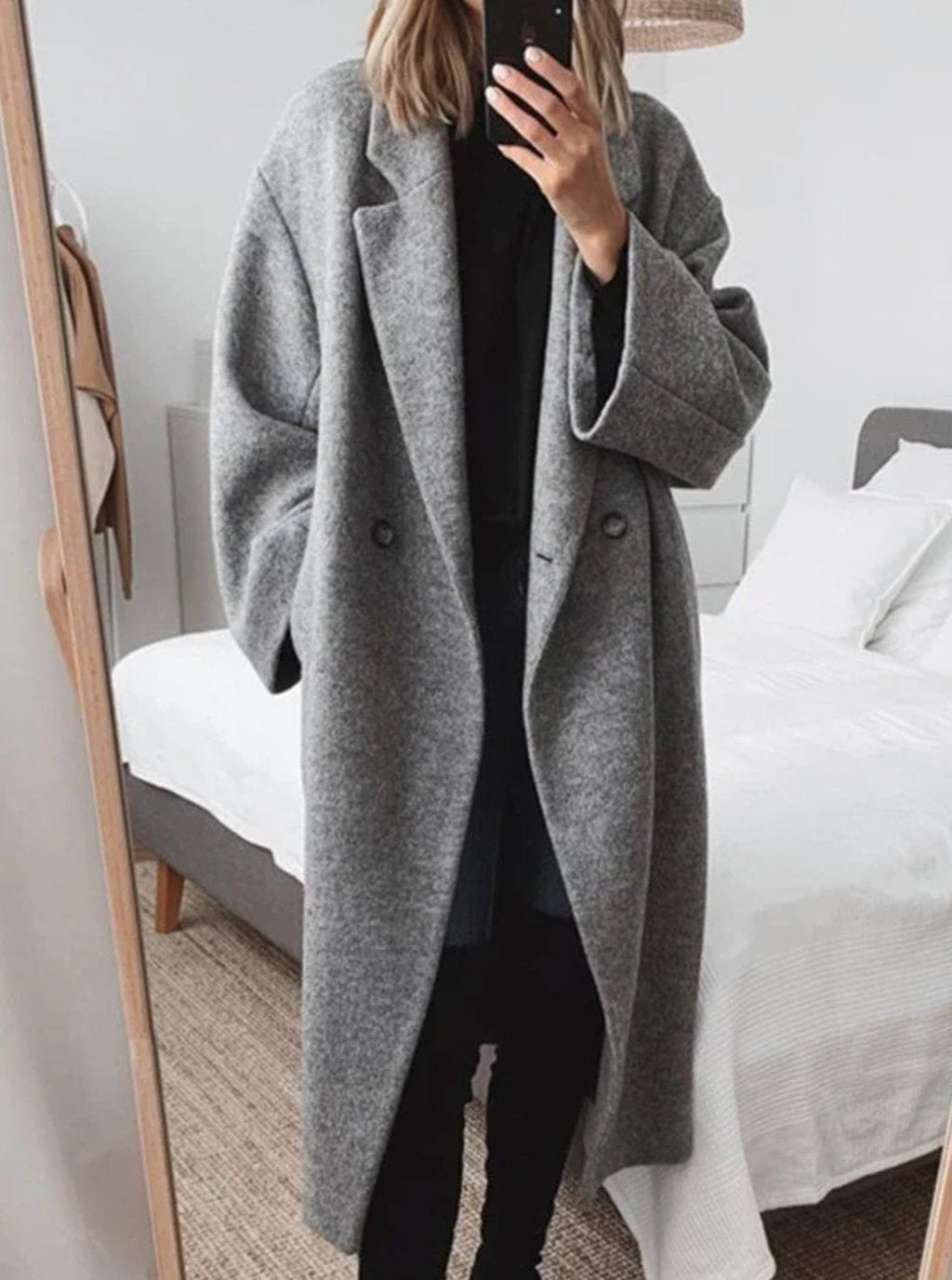 Emilia | Manteau long oversized en laine pour femmes avec col rabattu et poches
