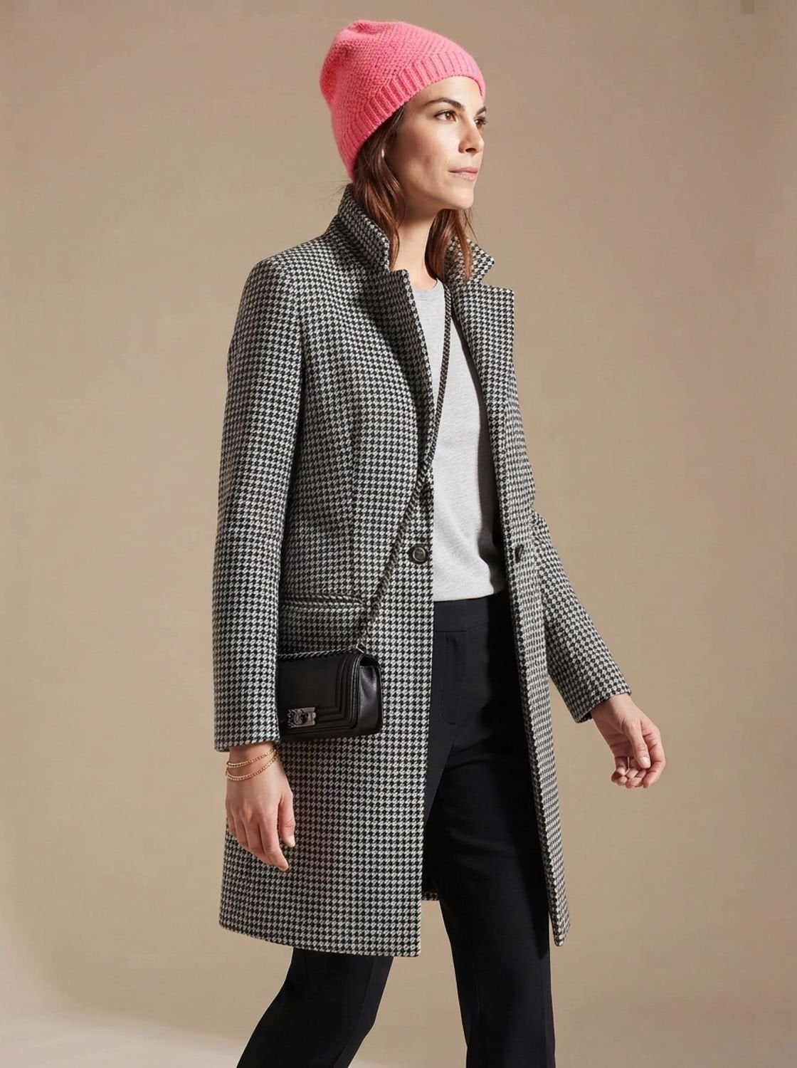 Hannah | Manteau long en laine pour femmes avec décolleté en V et fermeture à un bouton