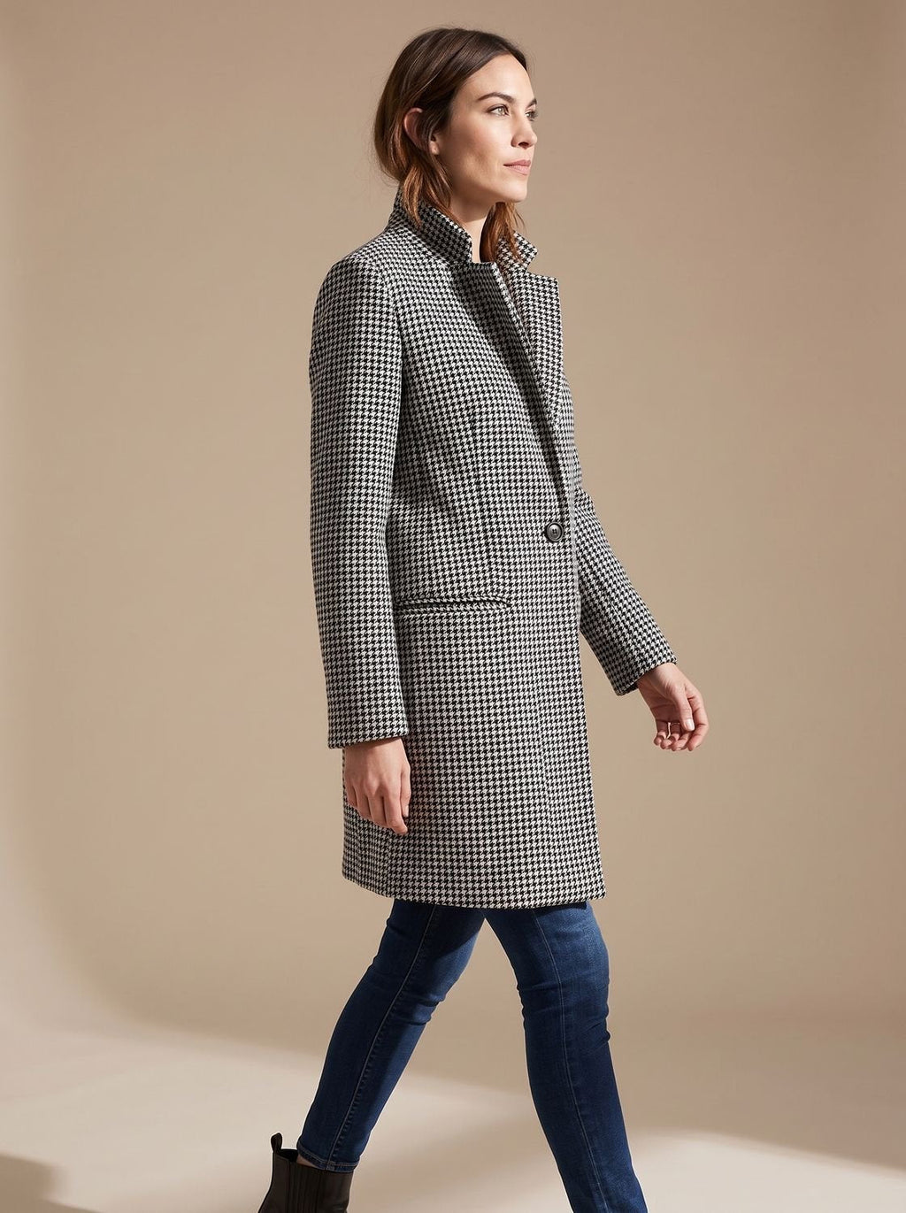 Hannah | Manteau long en laine pour femmes avec décolleté en V et fermeture à un bouton