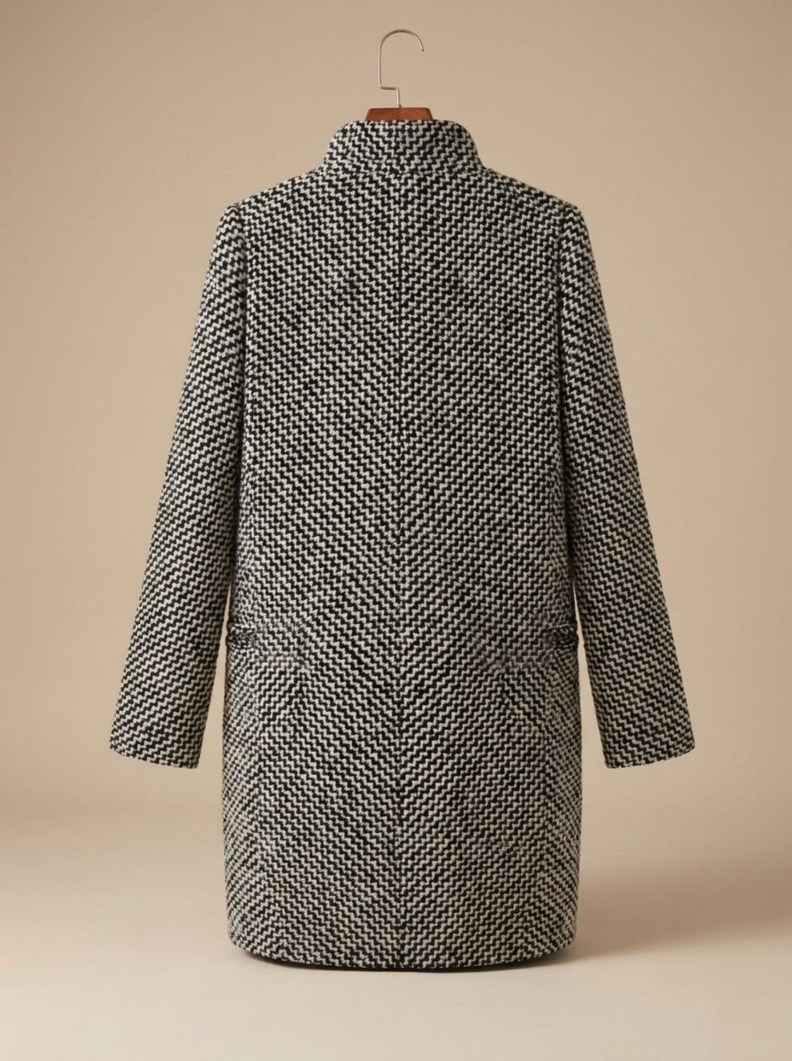 Hannah | Manteau long en laine pour femmes avec décolleté en V et fermeture à un bouton