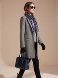Hannah | Manteau long en laine pour femmes avec décolleté en V et fermeture à un bouton