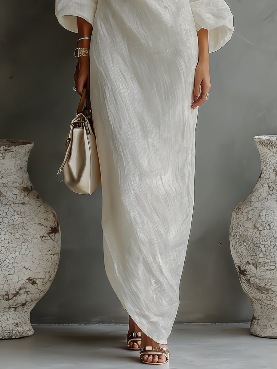 Lena | Robe Maxi One-Shoulder en Lin-Coton pour Femmes