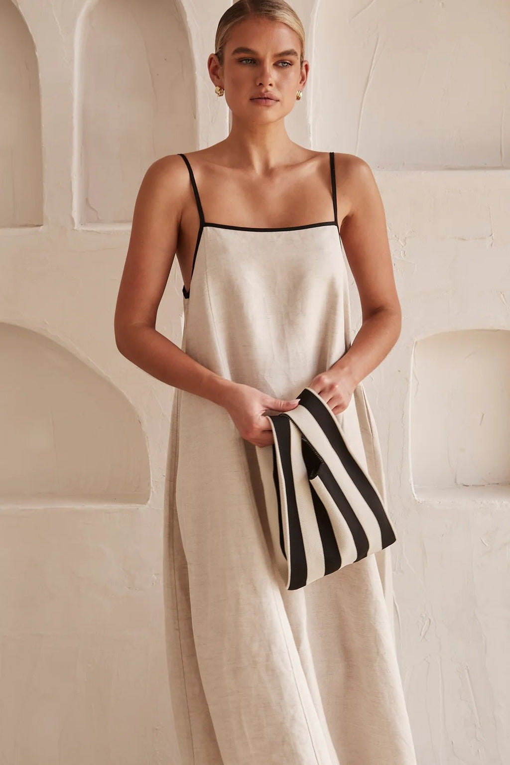 Hannah | Robe Maxi en Lin pour Femmes Coupe Trapèze Bretelles Réglables