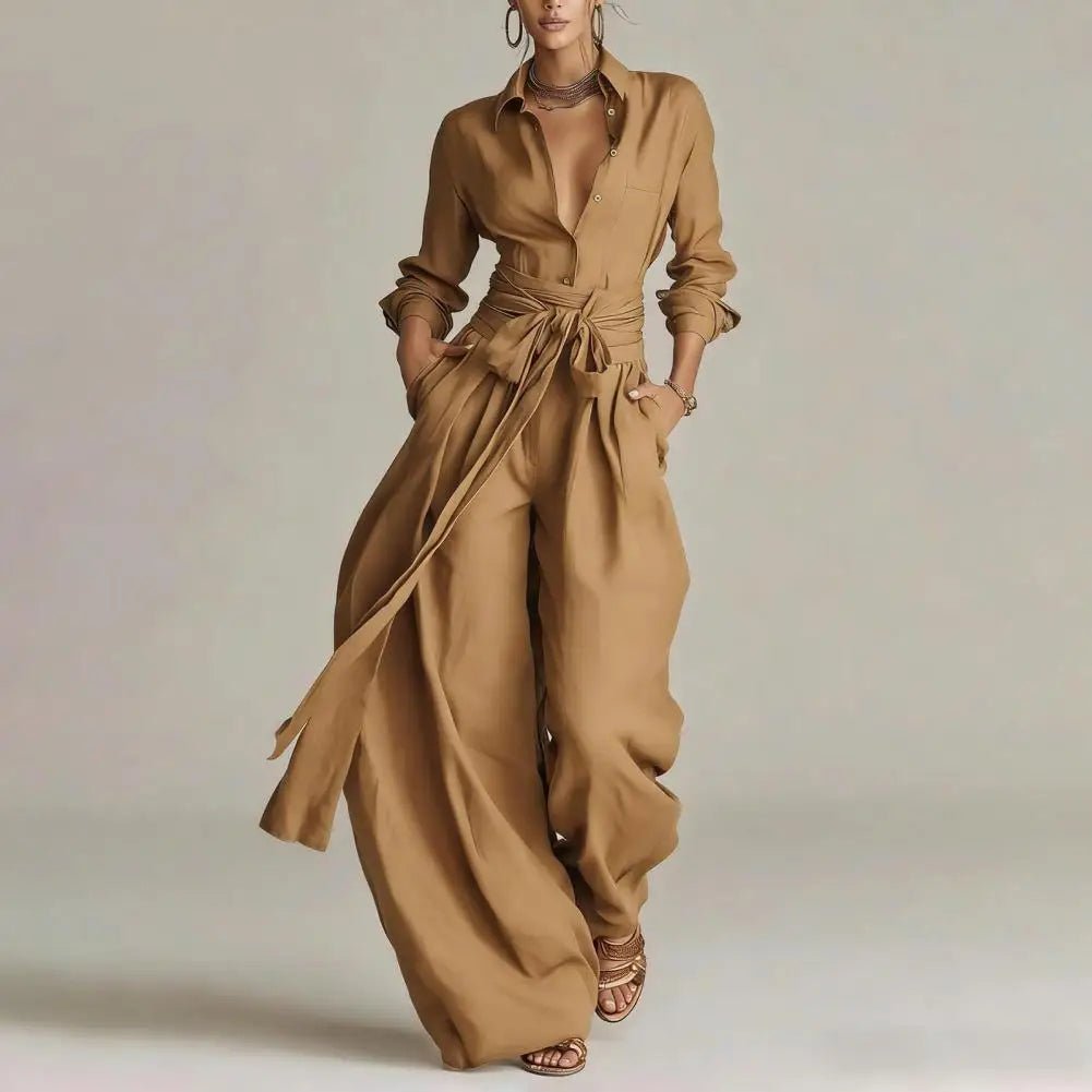 Clara | Ensemble Co-Ord en Lin pour Femmes Taille Haute avec Chemise
