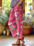 Annika | Pantalon décontracté à fleurs pour femmes avec taille moyenne et poches