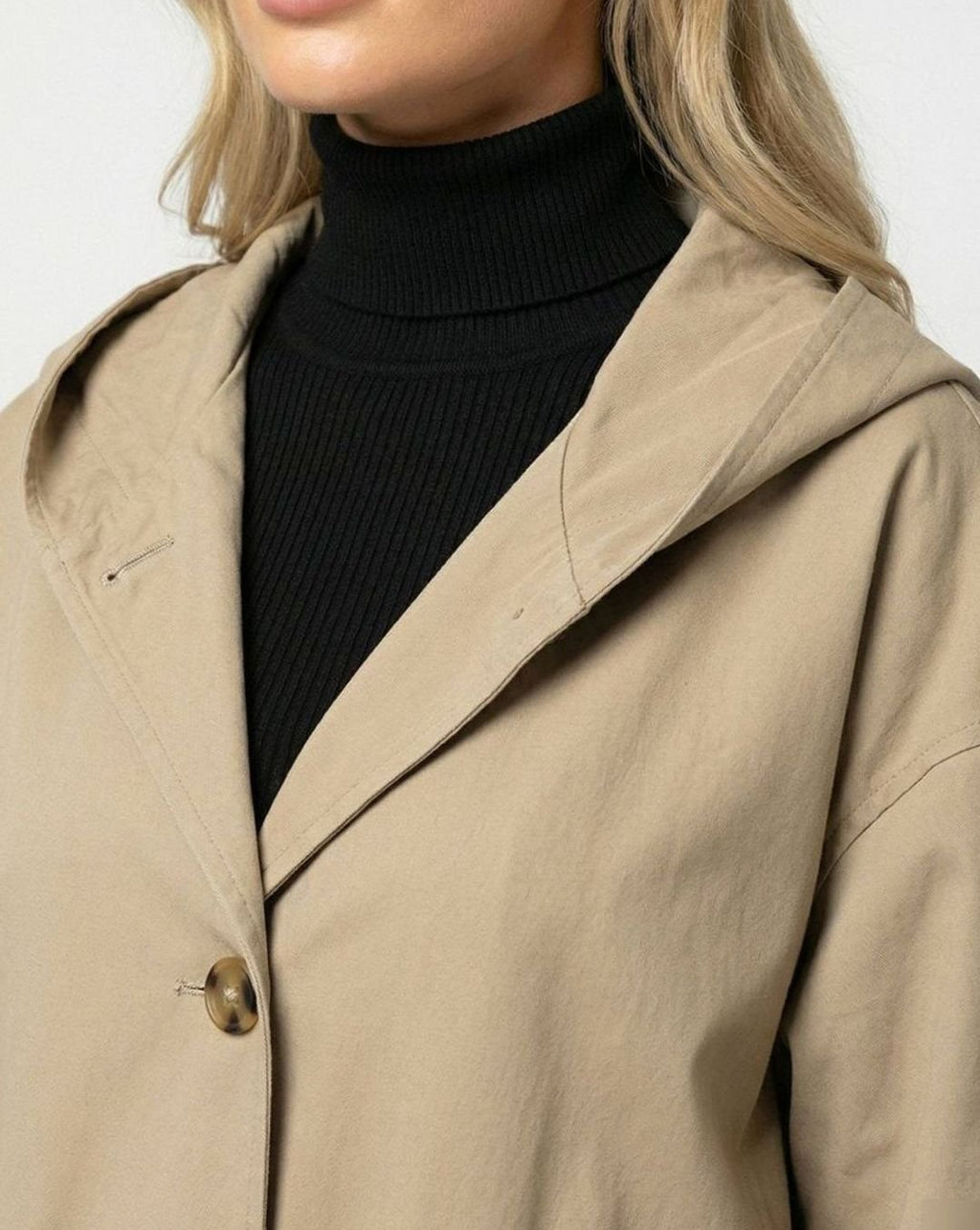 Leonie | Manteau Longline pour Femmes avec Capuche Imperméable à Rabat