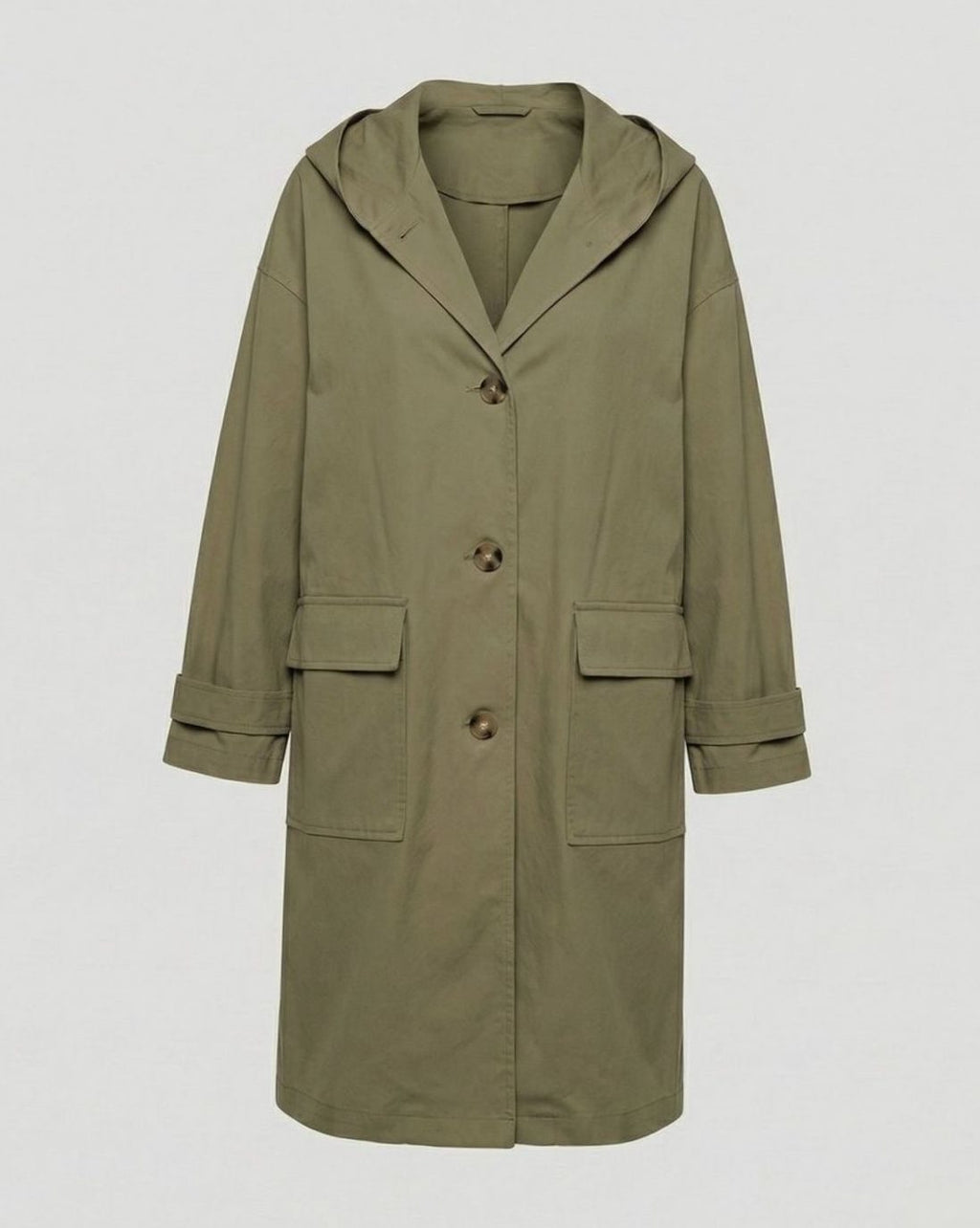 Leonie | Manteau Longline pour Femmes avec Capuche Imperméable à Rabat