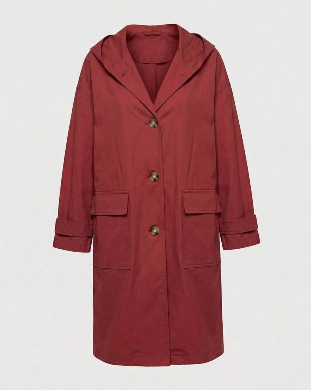 Leonie | Manteau Longline pour Femmes avec Capuche Imperméable à Rabat