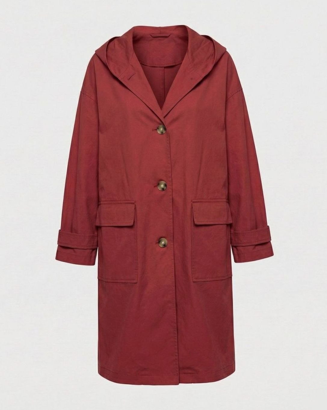 Leonie | Manteau Longline pour Femmes avec Capuche Imperméable à Rabat