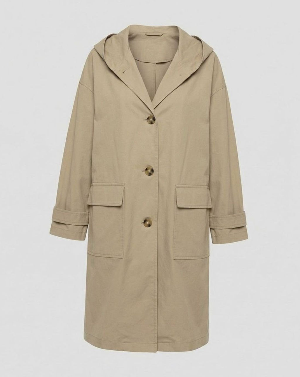 Leonie | Manteau Longline pour Femmes avec Capuche Imperméable à Rabat