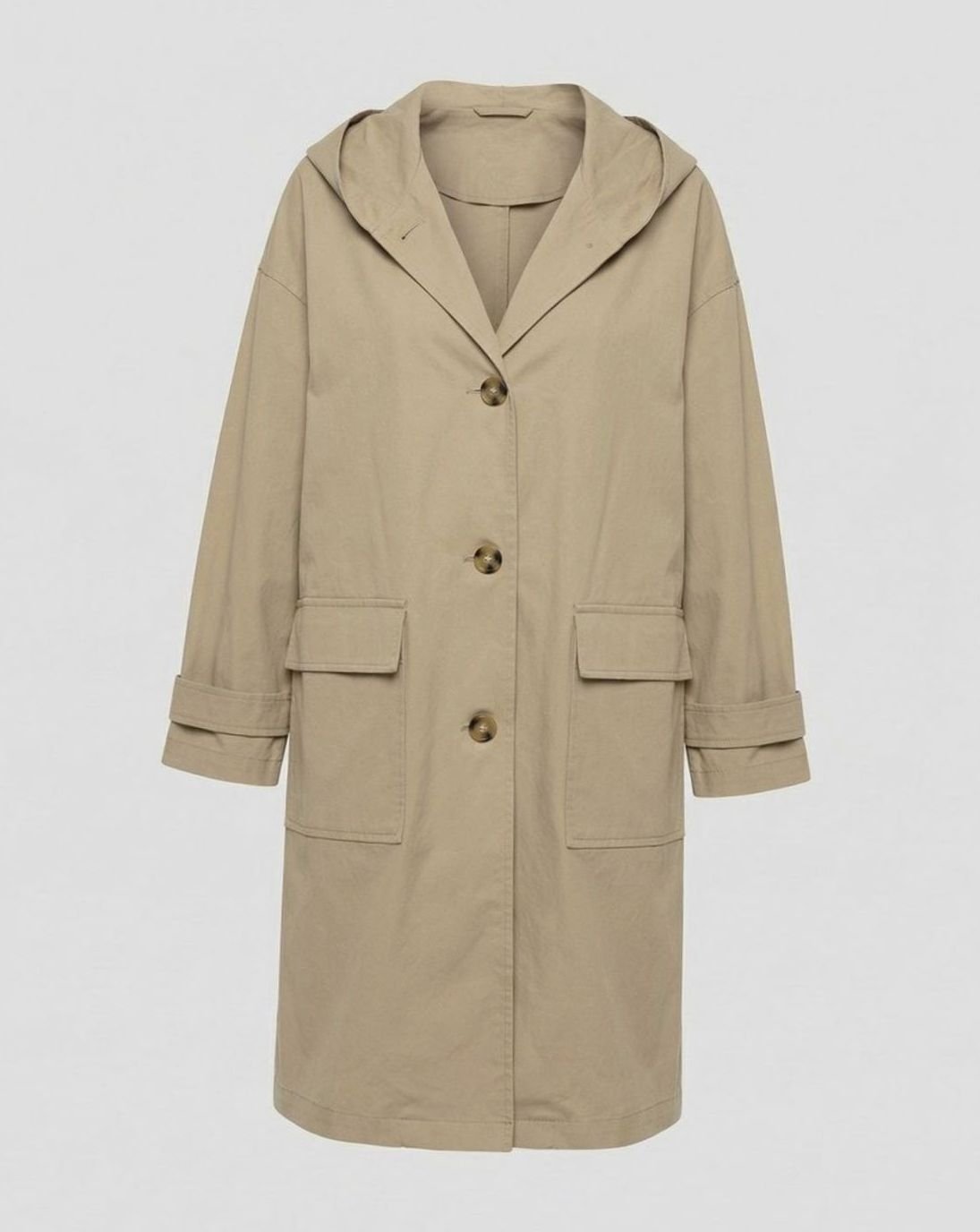 Leonie | Manteau Longline pour Femmes avec Capuche Imperméable à Rabat