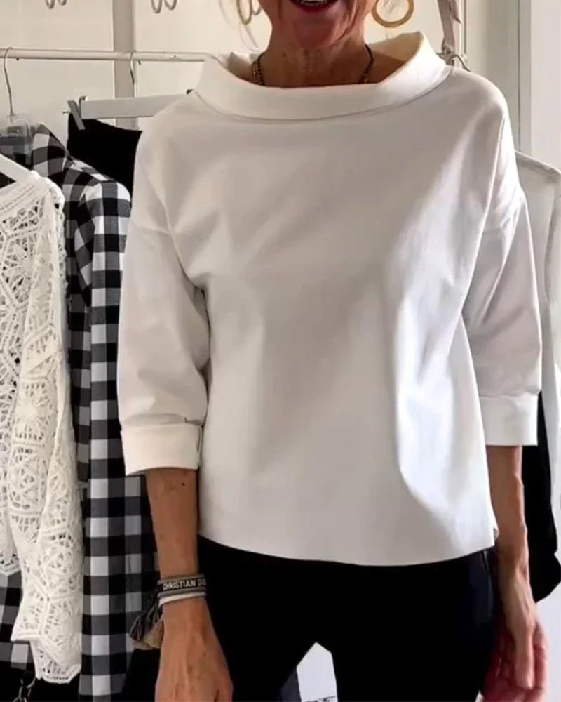 Mia | Haut décontracté pour femmes avec col en cascade et manches trois-quarts