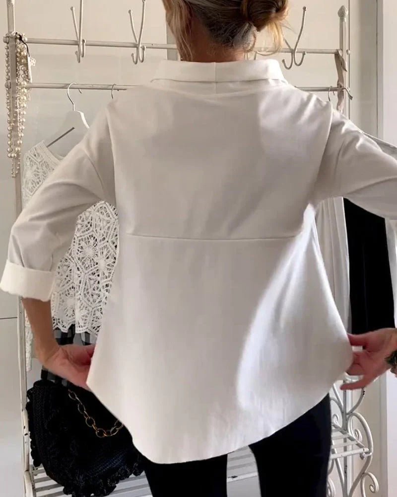 Mia | Haut décontracté pour femmes avec col en cascade et manches trois-quarts