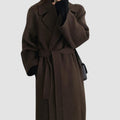 Mia | Manteau femme en mélange de laine, manteau d'hiver cintré avec ceinture à nouer