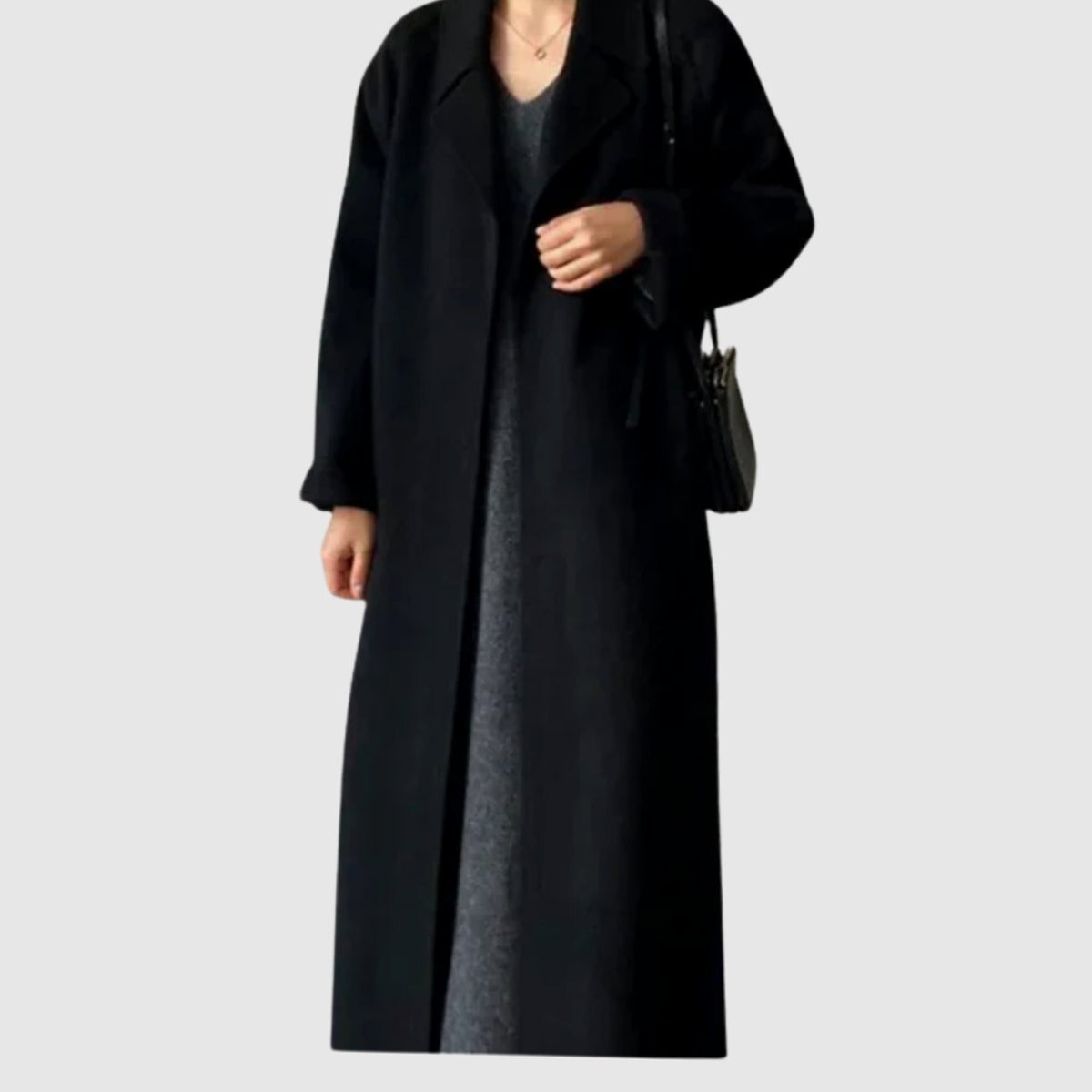 Mia | Manteau femme en mélange de laine, manteau d'hiver cintré avec ceinture à nouer