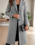 Katharina | Manteau Femme Élégant Classique Long Manteau en Laine avec Boutons