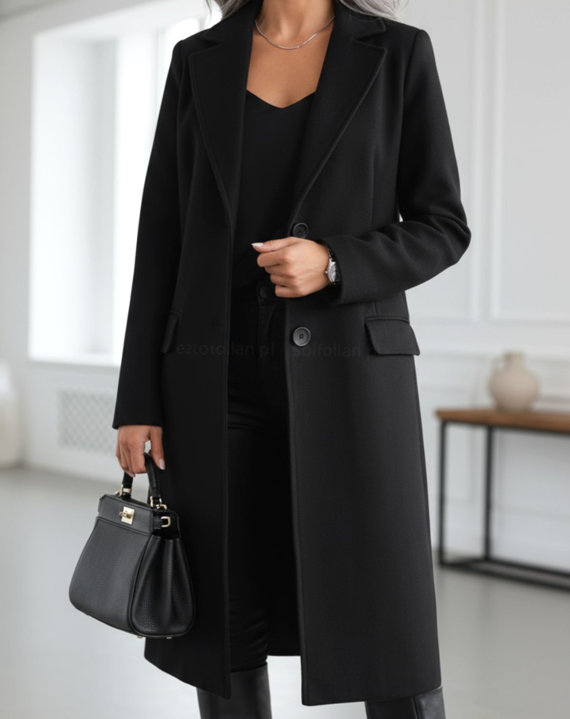 Katharina | Manteau Femme Élégant Classique Long Manteau en Laine avec Boutons