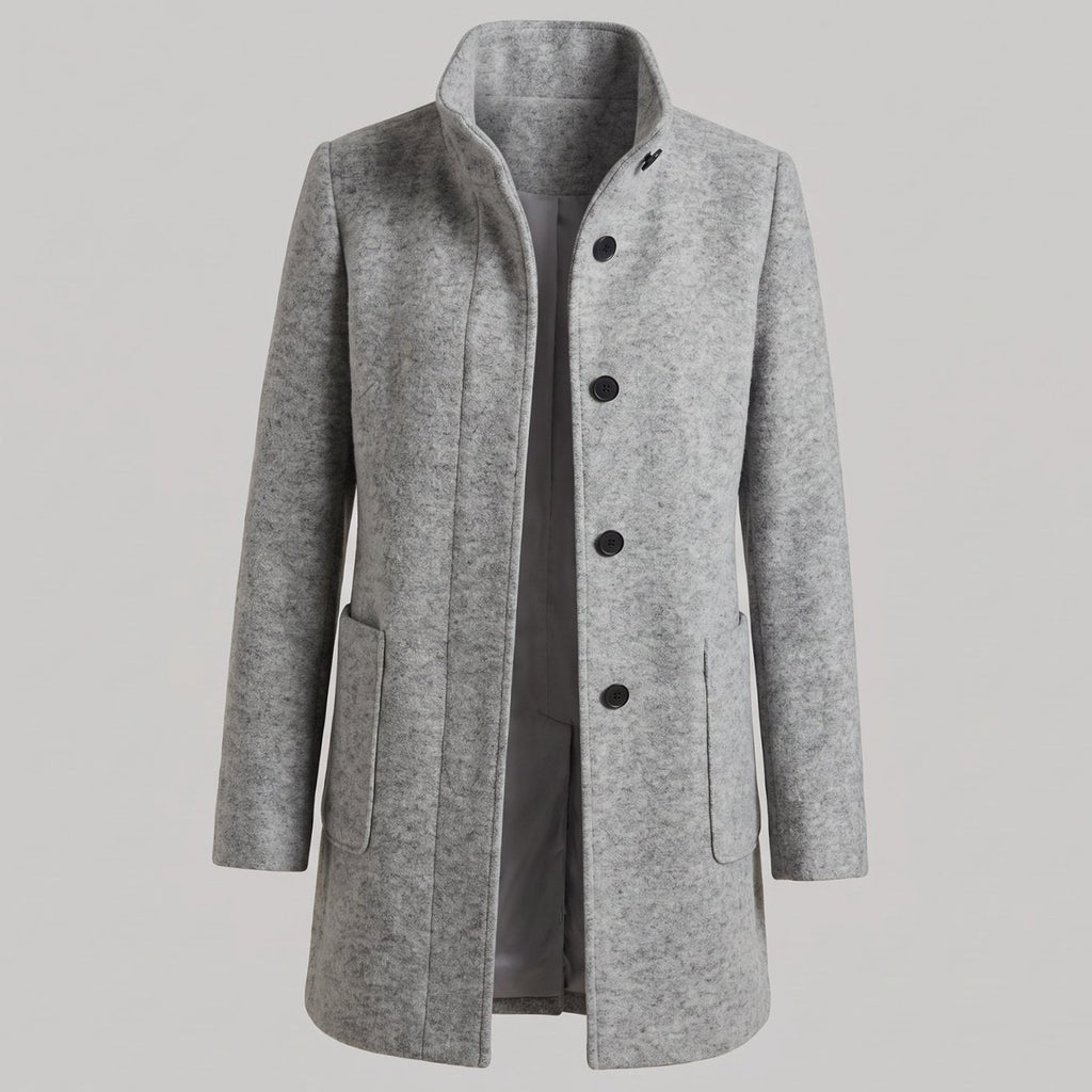 Greta | Manteau Femme avec Col Montant Longline Boutonnage Trenchcoat