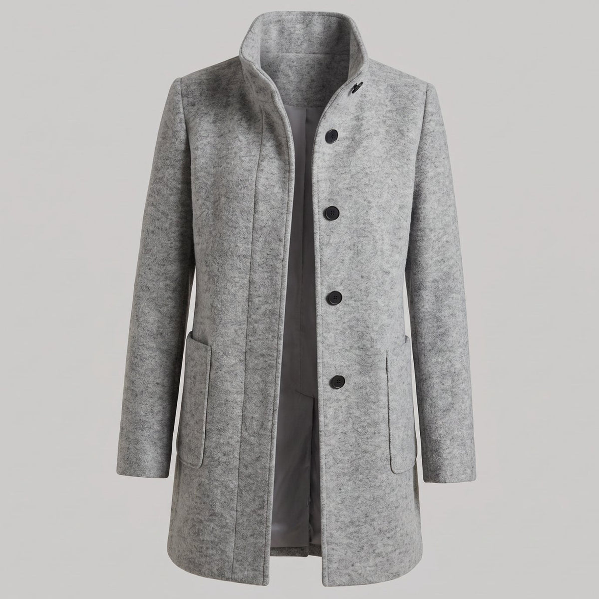 Greta | Manteau Femme avec Col Montant Longline Boutonnage Trenchcoat