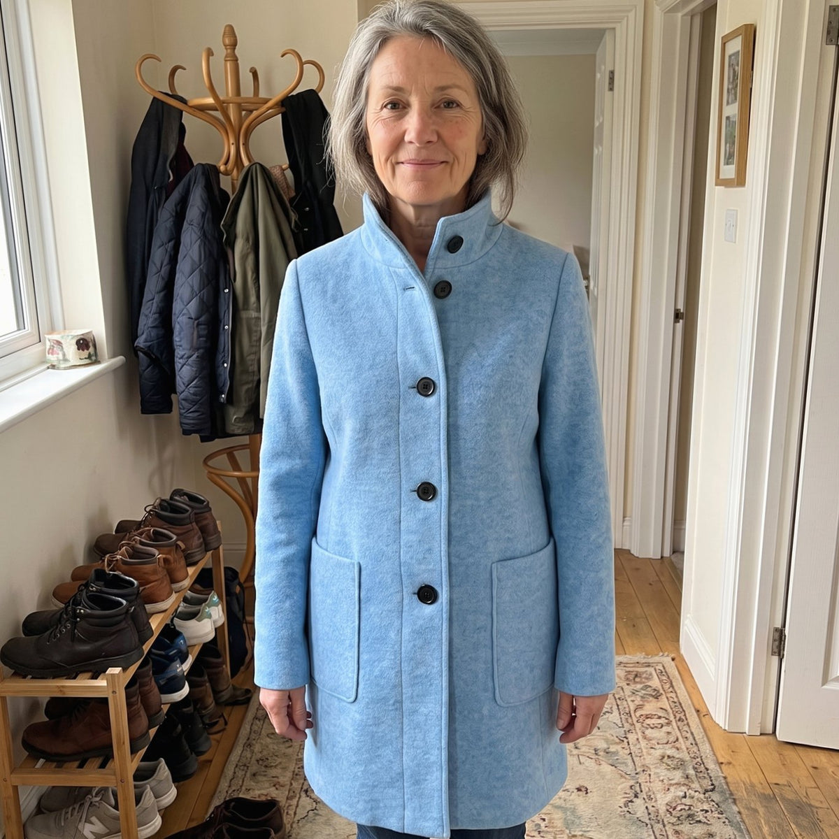 Greta | Manteau Femme avec Col Montant Longline Boutonnage Trenchcoat
