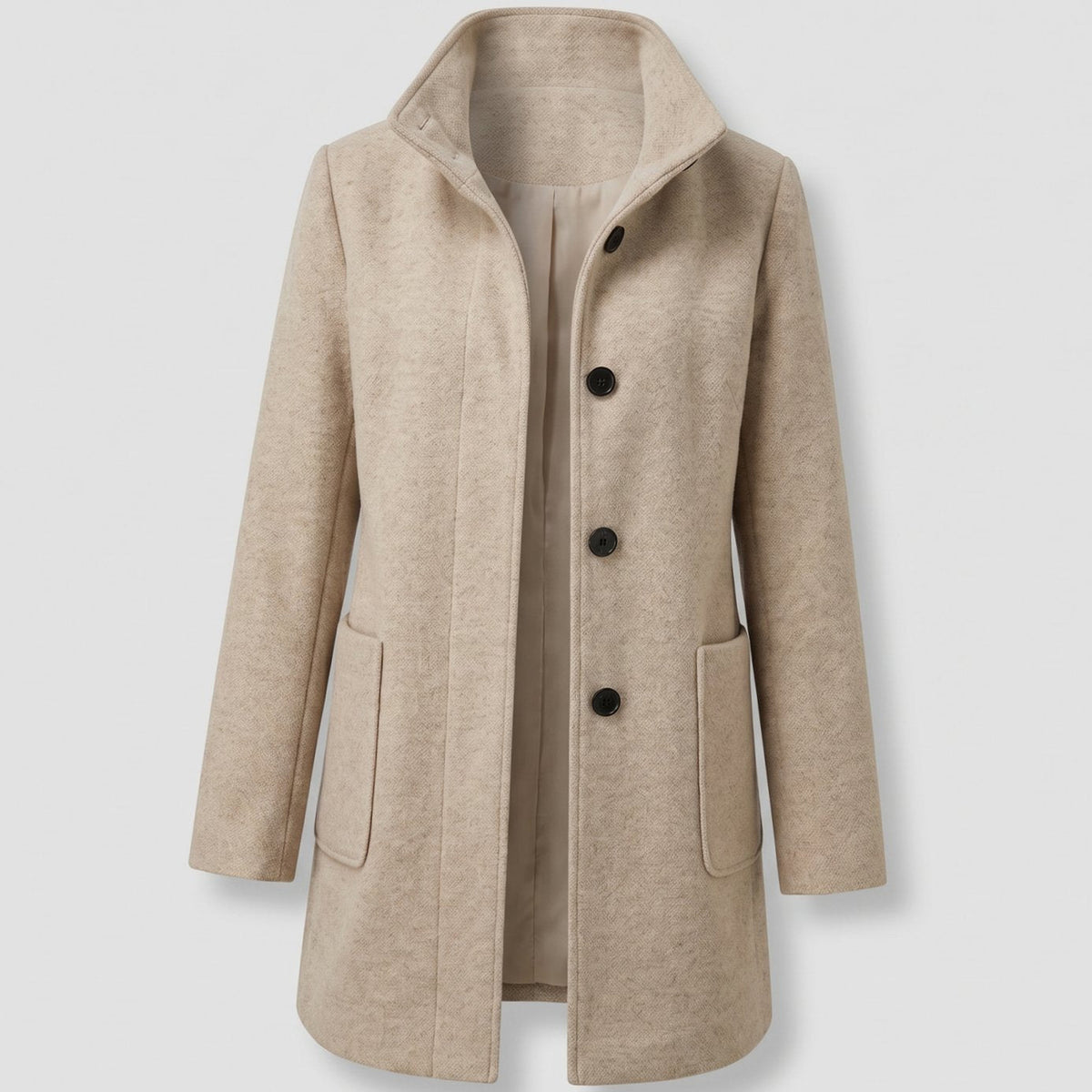 Greta | Manteau Femme avec Col Montant Longline Boutonnage Trenchcoat