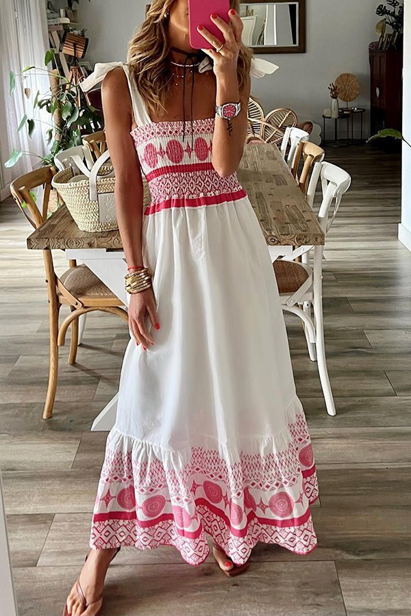 Lena | Robe maxi d'été pour femmes avec lacets et décolleté carré