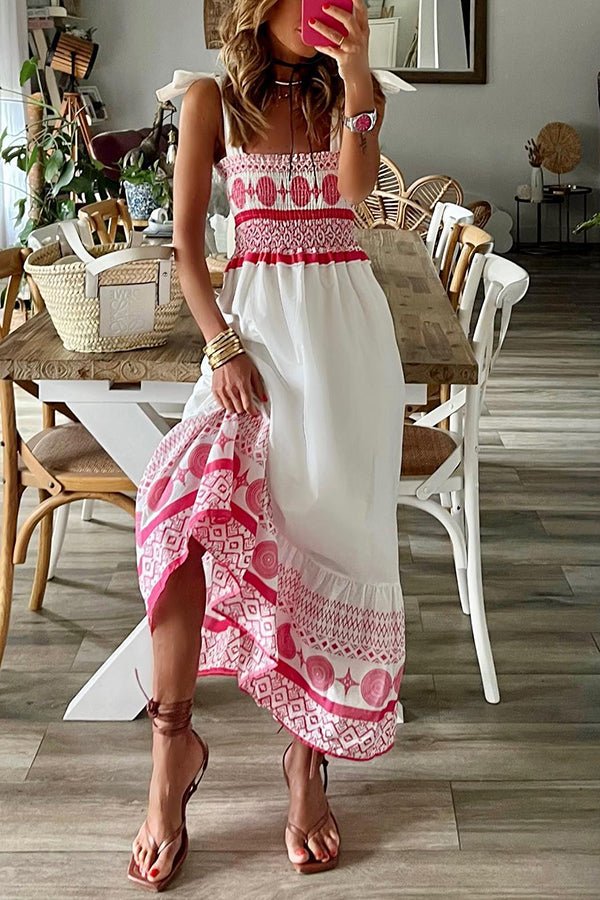 Lena | Robe maxi d'été pour femmes avec lacets et décolleté carré