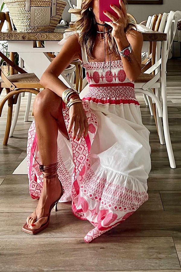 Lena | Robe maxi d'été pour femmes avec lacets et décolleté carré