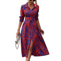 Robe chemise midi pour femmes avec ceinture à la taille