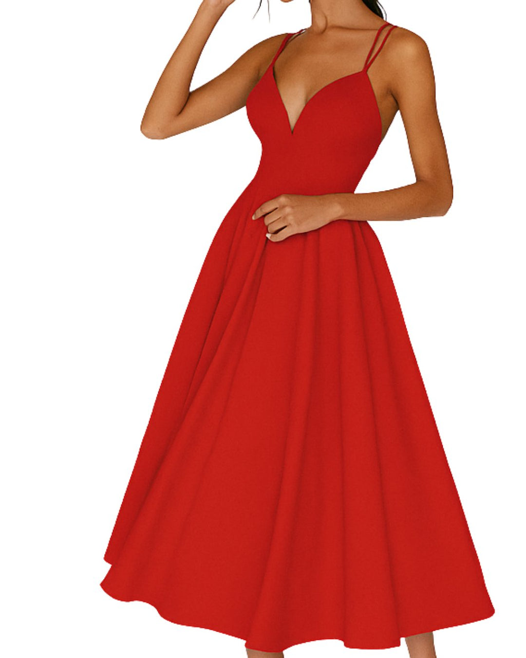 Elfriede | Robe Midi à Bretelles Spaghetti pour Femme Invité de Mariage