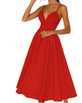 Elfriede | Robe Midi à Bretelles Spaghetti pour Femme Invité de Mariage