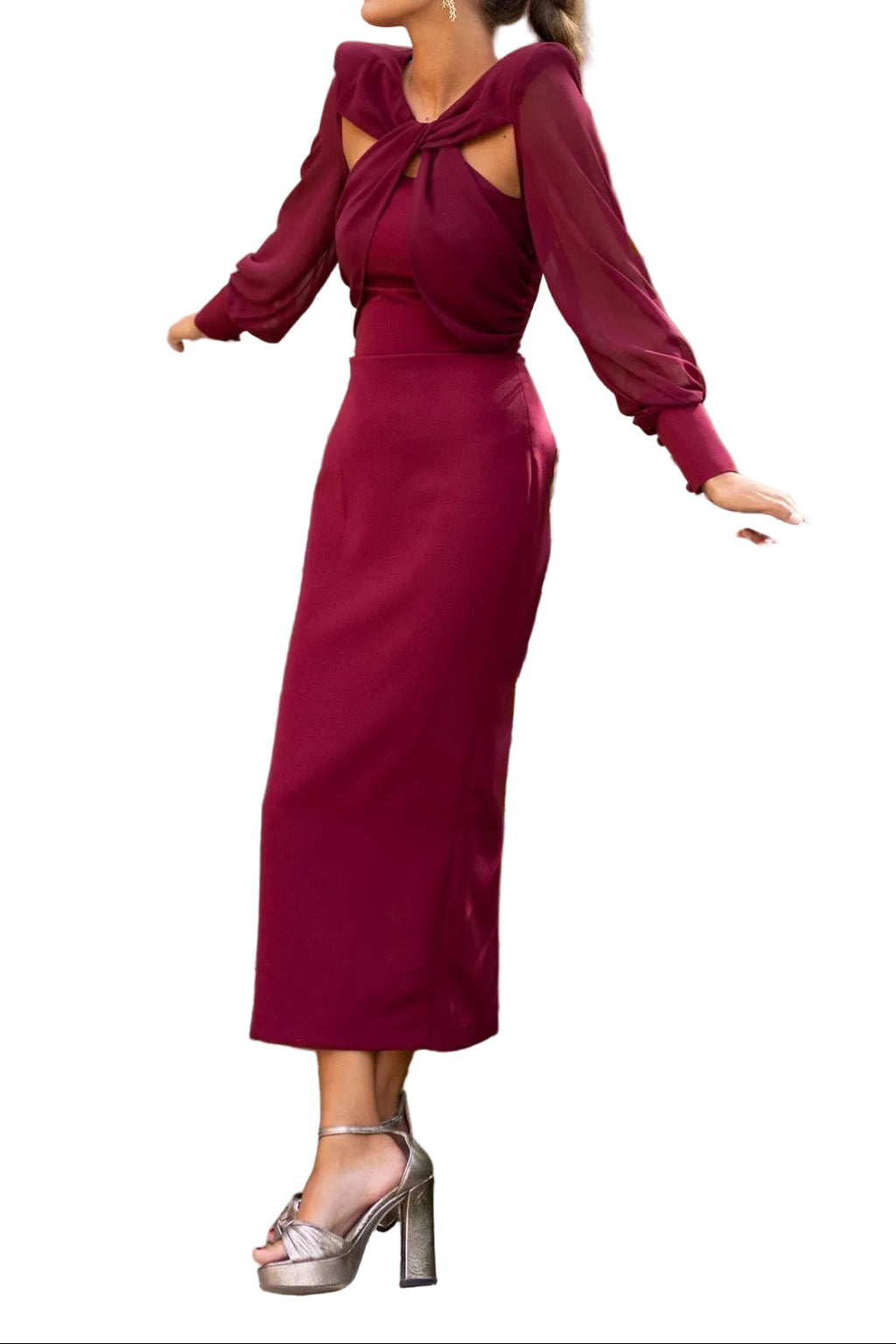 Robe midi femme avec un haut torsadé