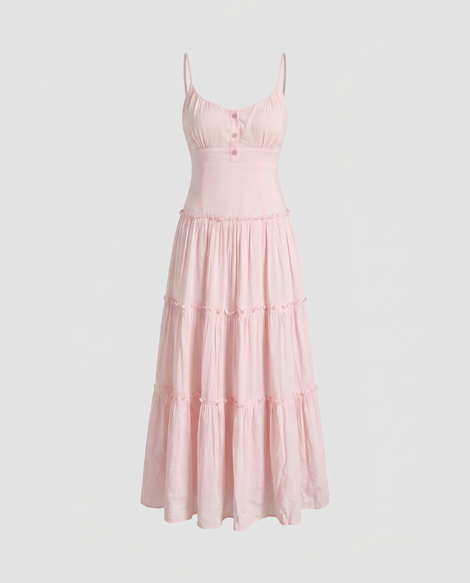Robe midi femme avec jupe à volants et bretelles spaghetti
